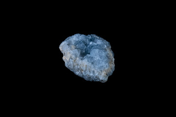 Blue Celestine Mineral on Black