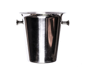 steel ice bucket isolated on white background