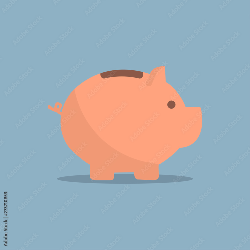 Poster piggy bank icon with shadow in a flat design