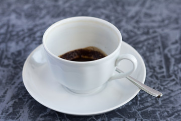 empty dirty Cup after coffee with coffee grounds on the bottom