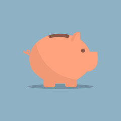 Piggy bank icon with shadow in a flat design