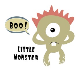 cute monster print .childish vector illustration for kids t shirt,clothes