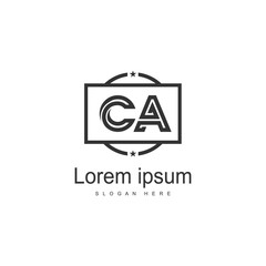 Initial CA logo template with modern frame. Minimalist CA letter logo vector illustration
