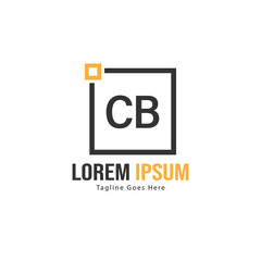 Initial CB logo template with modern frame. Minimalist CB letter logo vector illustration