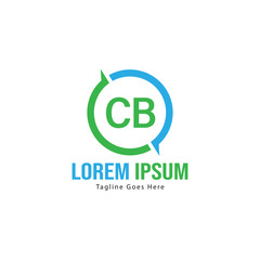 Initial CB logo template with modern frame. Minimalist CB letter logo vector illustration
