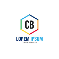 Initial CB logo template with modern frame. Minimalist CB letter logo vector illustration