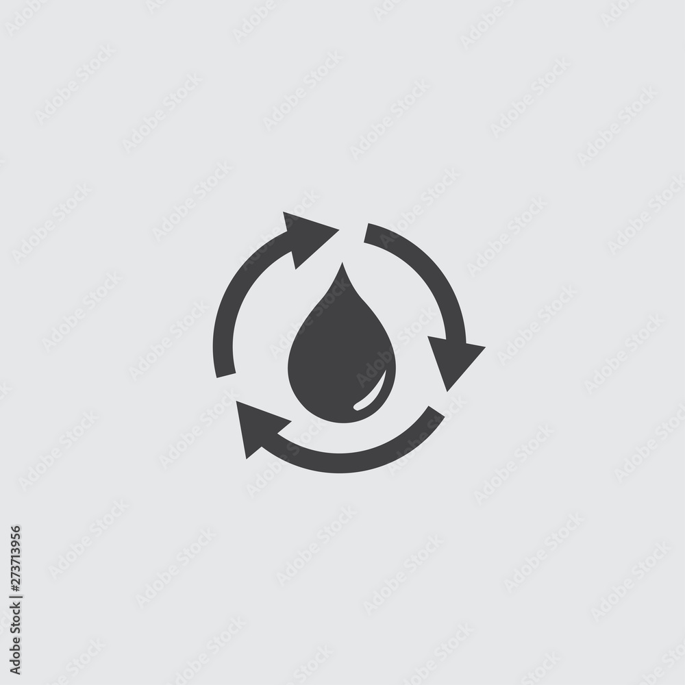 Poster recycle water drop icon in a flat design in black color. vector illustration eps10