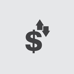 Dollar with arrows icon in a flat design in black color. Vector illustration eps10