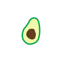 Green avocado in flat style isolated