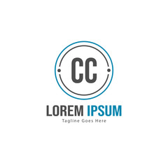 Initial CC logo template with modern frame. Minimalist CC letter logo vector illustration