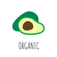 Vegetable avocado in flat style isolated