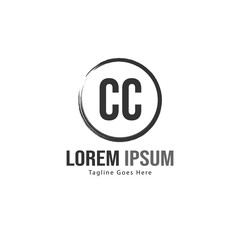 Initial CC logo template with modern frame. Minimalist CC letter logo vector illustration