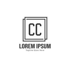 Initial CC logo template with modern frame. Minimalist CC letter logo vector illustration