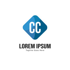 Initial CC logo template with modern frame. Minimalist CC letter logo vector illustration