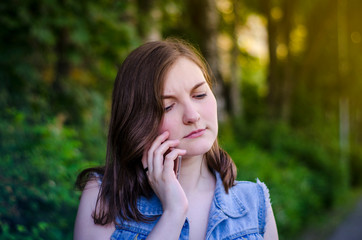 Girl talking on the phone and angry.
