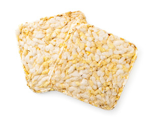 Grain crispbreads on a white. The view of the top.