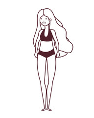 silhouette of woman with swimsuit on white background