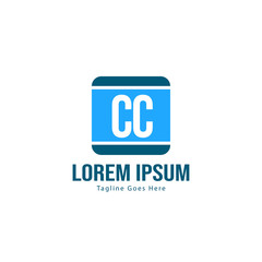 Initial CC logo template with modern frame. Minimalist CC letter logo vector illustration