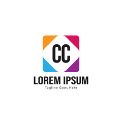 Initial CC logo template with modern frame. Minimalist CC letter logo vector illustration