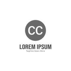 Initial CC logo template with modern frame. Minimalist CC letter logo vector illustration