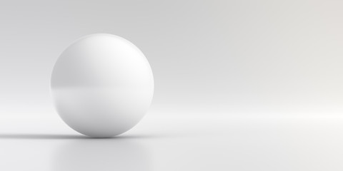 Elegant white background of sphere. Abstract low poly and smooth shadow. 3D Rendering.