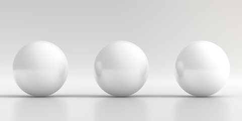 Elegant white background of sphere. Abstract low poly and smooth shadow. 3D Rendering.