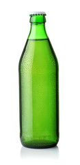 Front view of drink in green bottle