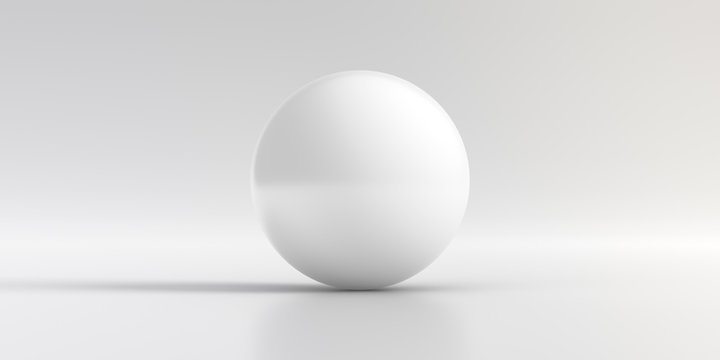Elegant white background of sphere. Abstract low poly and smooth shadow. 3D Rendering. © Chanchai