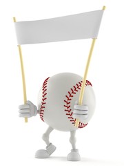 Baseball character holding blank banner