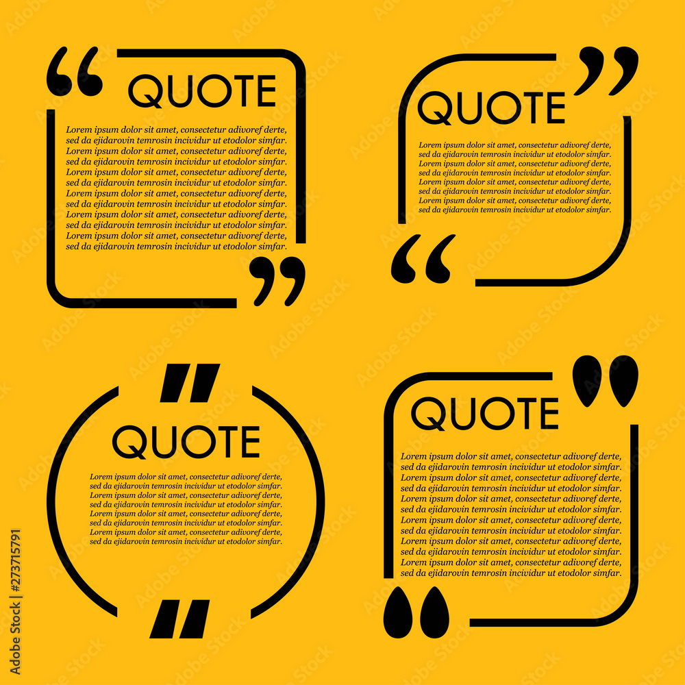 Poster trendy block quote modern design elements. creative quote and comment text frame template
