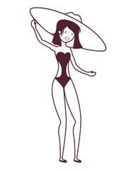 silhouette of woman with swimsuit on white background