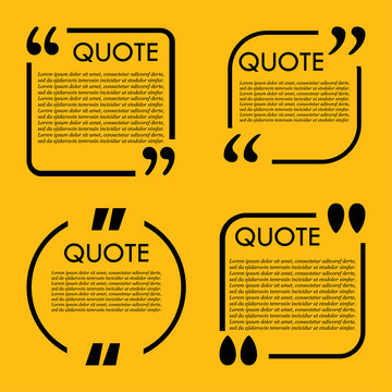Trendy block quote modern design elements. Creative quote and comment text frame template