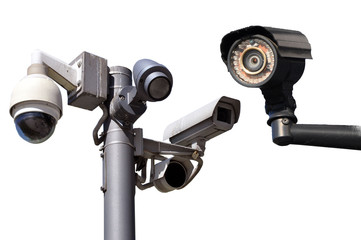 closed circuit camera Multi-angle CCTV system. isolate on white background