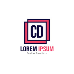 Initial CD logo template with modern frame. Minimalist CD letter logo vector illustration
