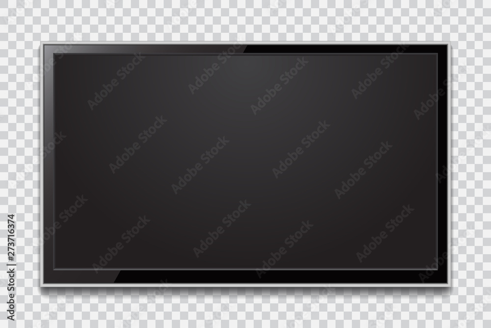 Poster realistic tv screen. modern stylish lcd panel, led type. large computer monitor display mockup. blan