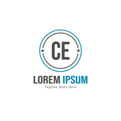 Initial CE logo template with modern frame. Minimalist CE letter logo vector illustration