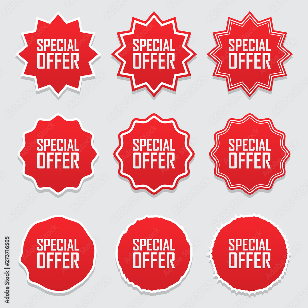 Wall mural Collection symbols tag Special offer. Vector illustration