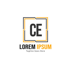 Initial CE logo template with modern frame. Minimalist CE letter logo vector illustration