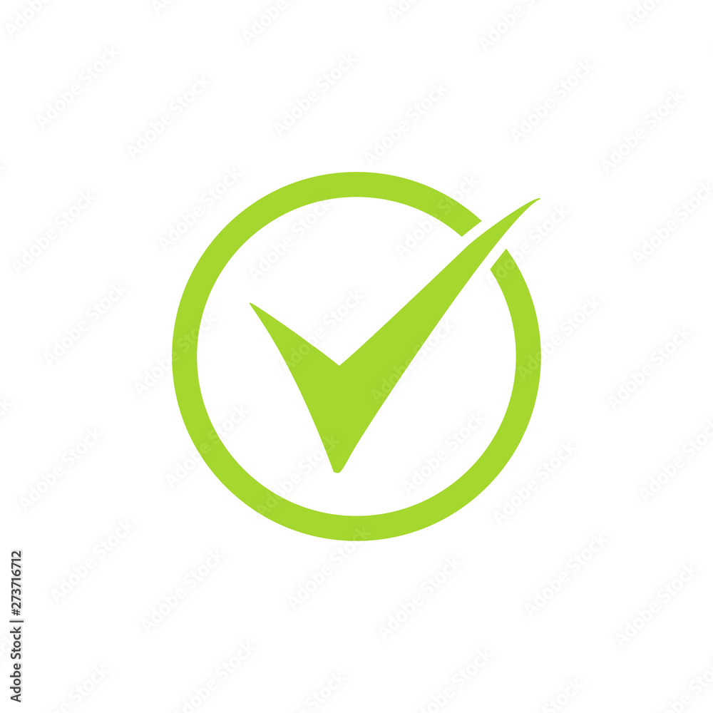 Aufkleber tick icon vector symbol, green checkmark isolated on white background, checked icon or correct choic