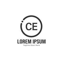 Initial CE logo template with modern frame. Minimalist CE letter logo vector illustration