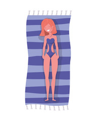 Obraz na płótnie Canvas woman with swimsuit sunbathing character