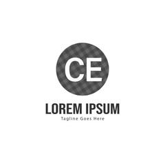 Initial CE logo template with modern frame. Minimalist CE letter logo vector illustration