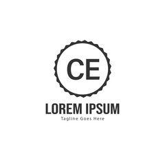 Initial CE logo template with modern frame. Minimalist CE letter logo vector illustration