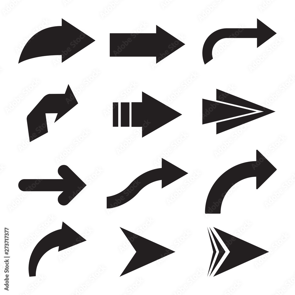 Fototapete set of black vector arrows. arrow icon. arrow vector icon. arrow. arrows vector collection