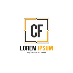 Initial CF logo template with modern frame. Minimalist CF letter logo vector illustration