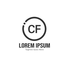 Initial CF logo template with modern frame. Minimalist CF letter logo vector illustration