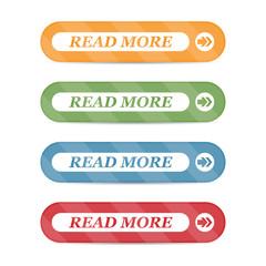 Read More colorful button set on white background. Flat line button collection