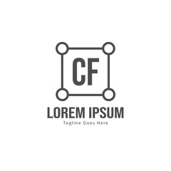 Initial CF logo template with modern frame. Minimalist CF letter logo vector illustration