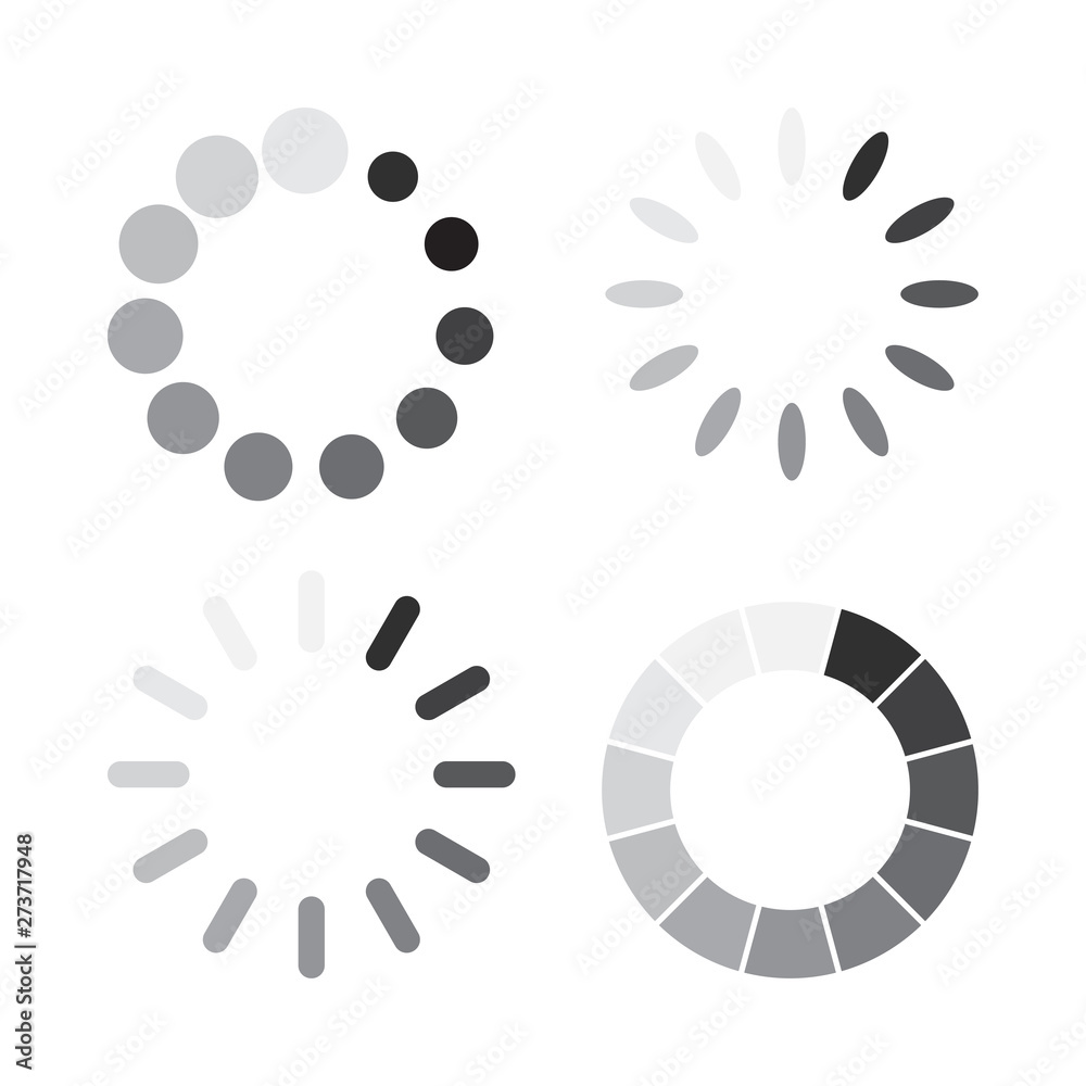 Poster Set of loading icons in a flat design. Vector illustration
