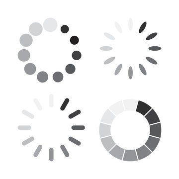 Set of loading icons in a flat design. Vector illustration